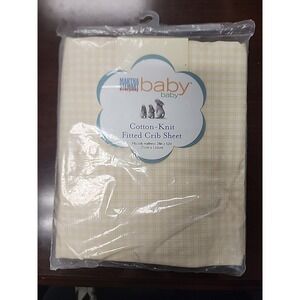 NEW Martha Stewart Baby Fitted Crib Sheet ~ Light Yellow‎ Gingham  ~ Cotton